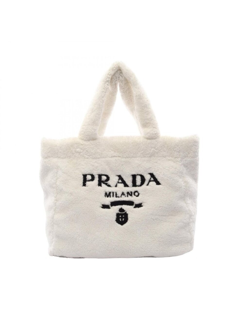 Prada Tote Bag Terry Letter Ring Logo White
